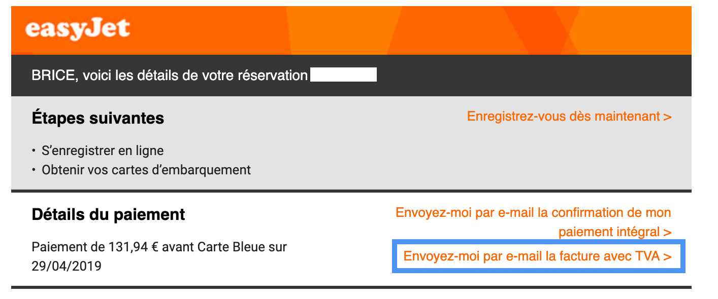 Facture de vol Easyjet Comment la récupérer? Okarito