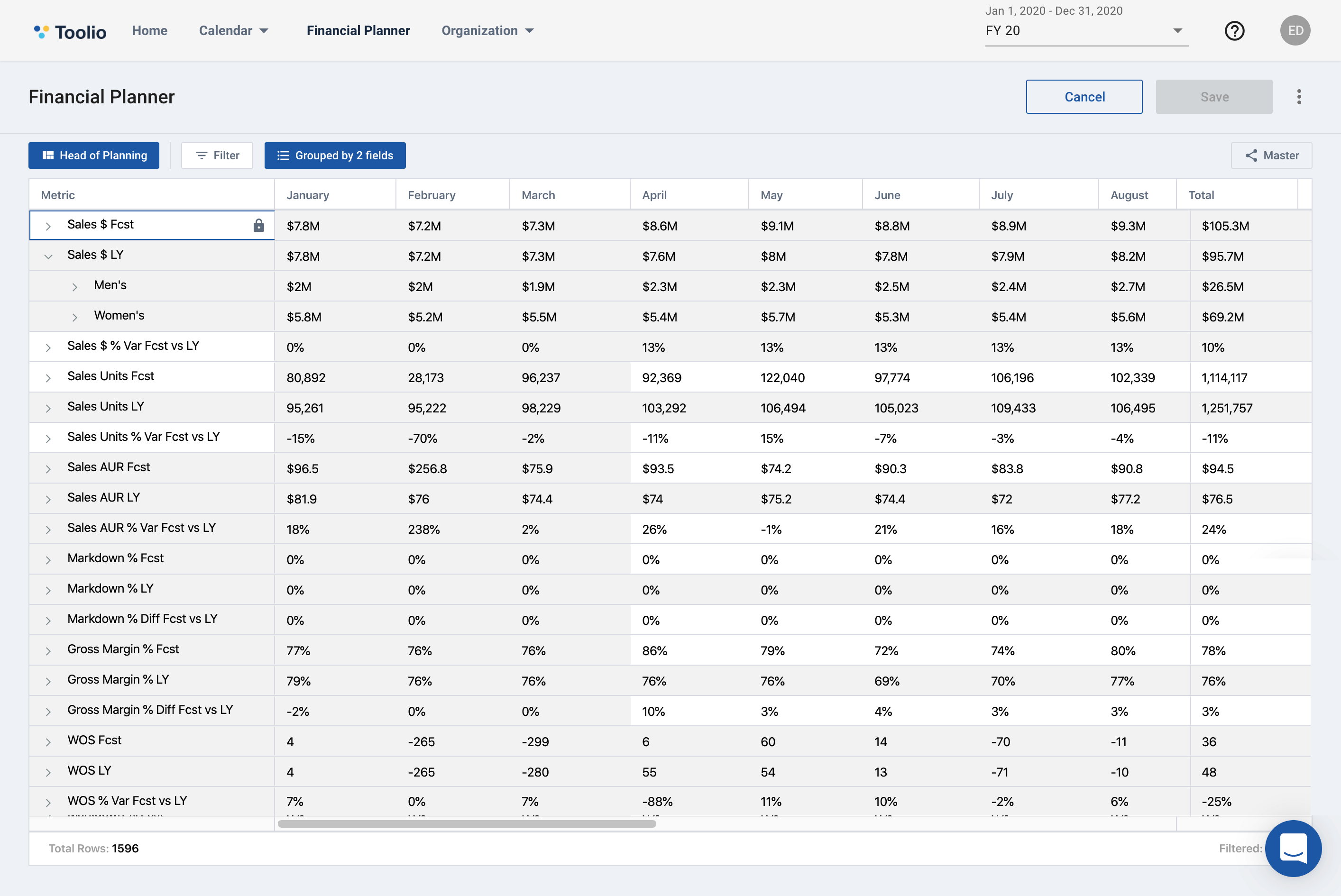 Toolio Merchandise Financial Planning Software