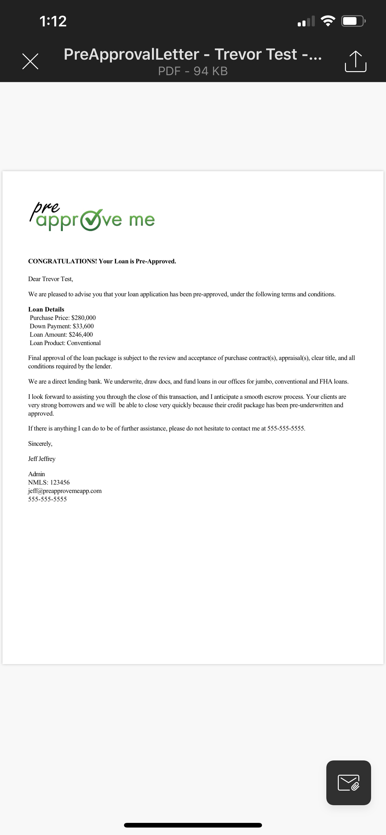 Mortgage Loan Approval Letter Template PDF Template