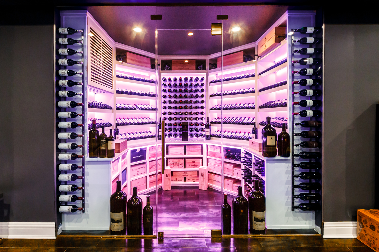 Modern Wine Room in Old Westbury Long Island Joseph & Curtis