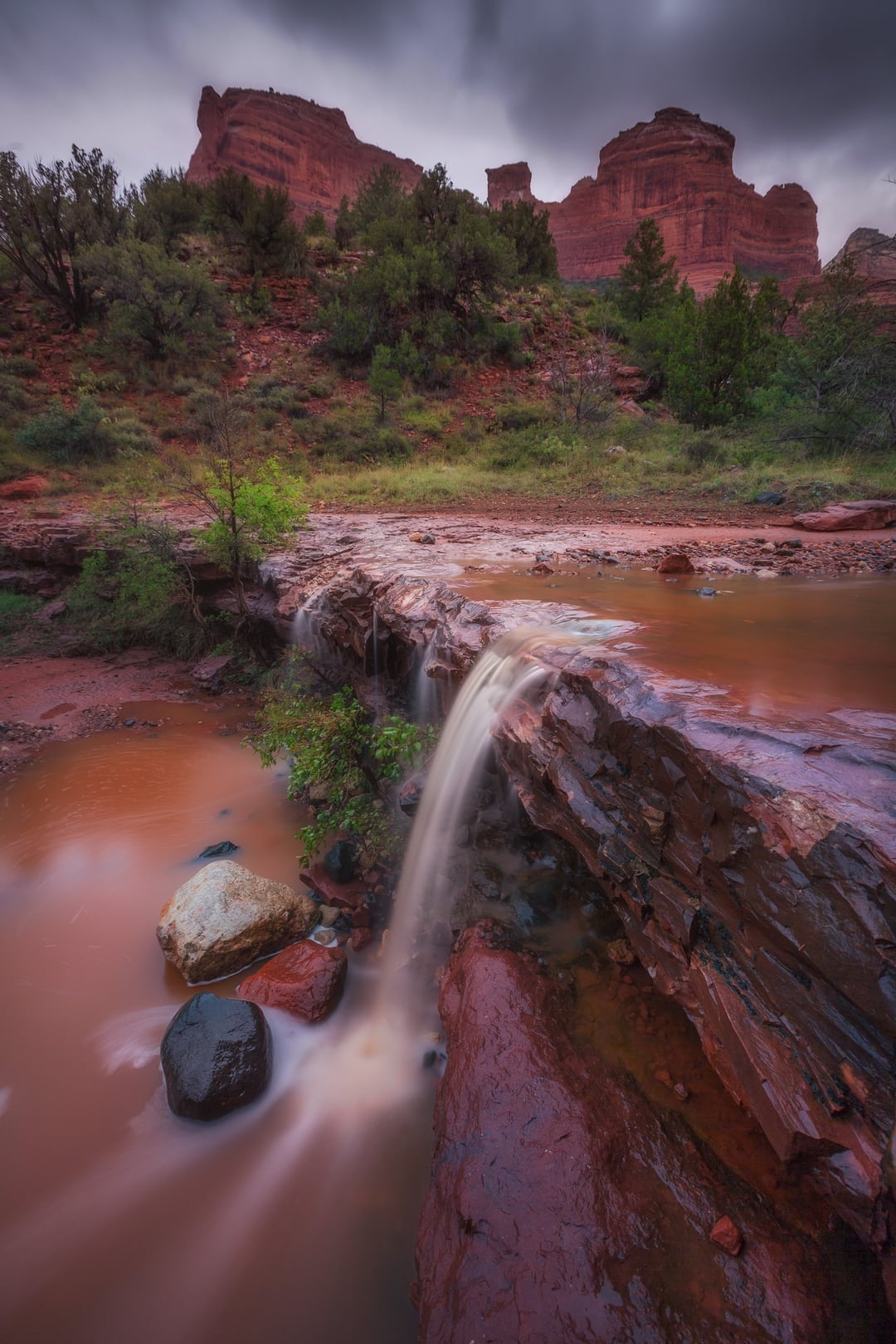 Sedona waterfall during a storm • Dan Sorensen
