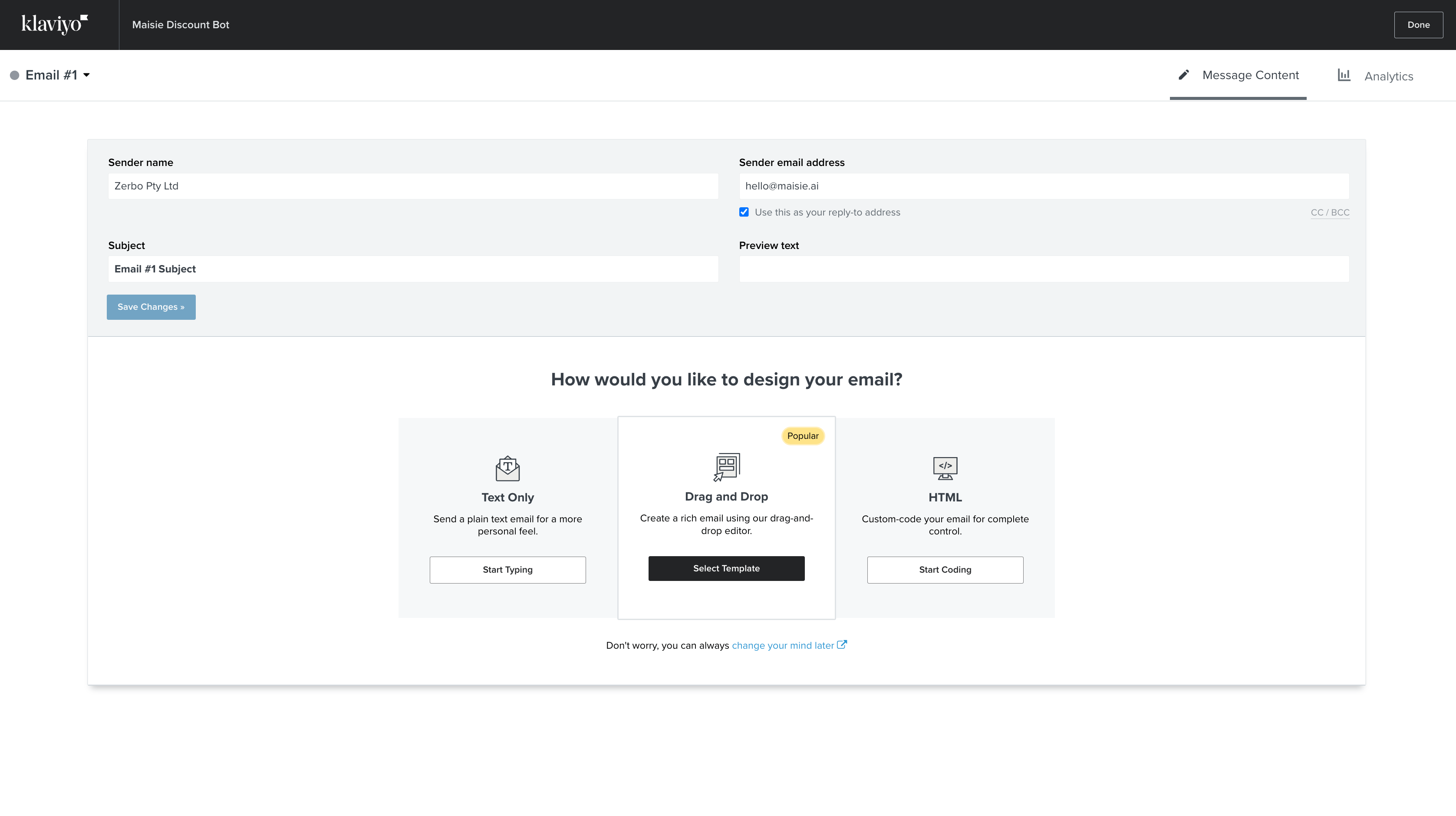 Create a Klaviyo Flow with Discount Coupon ChatBot Maisie AI