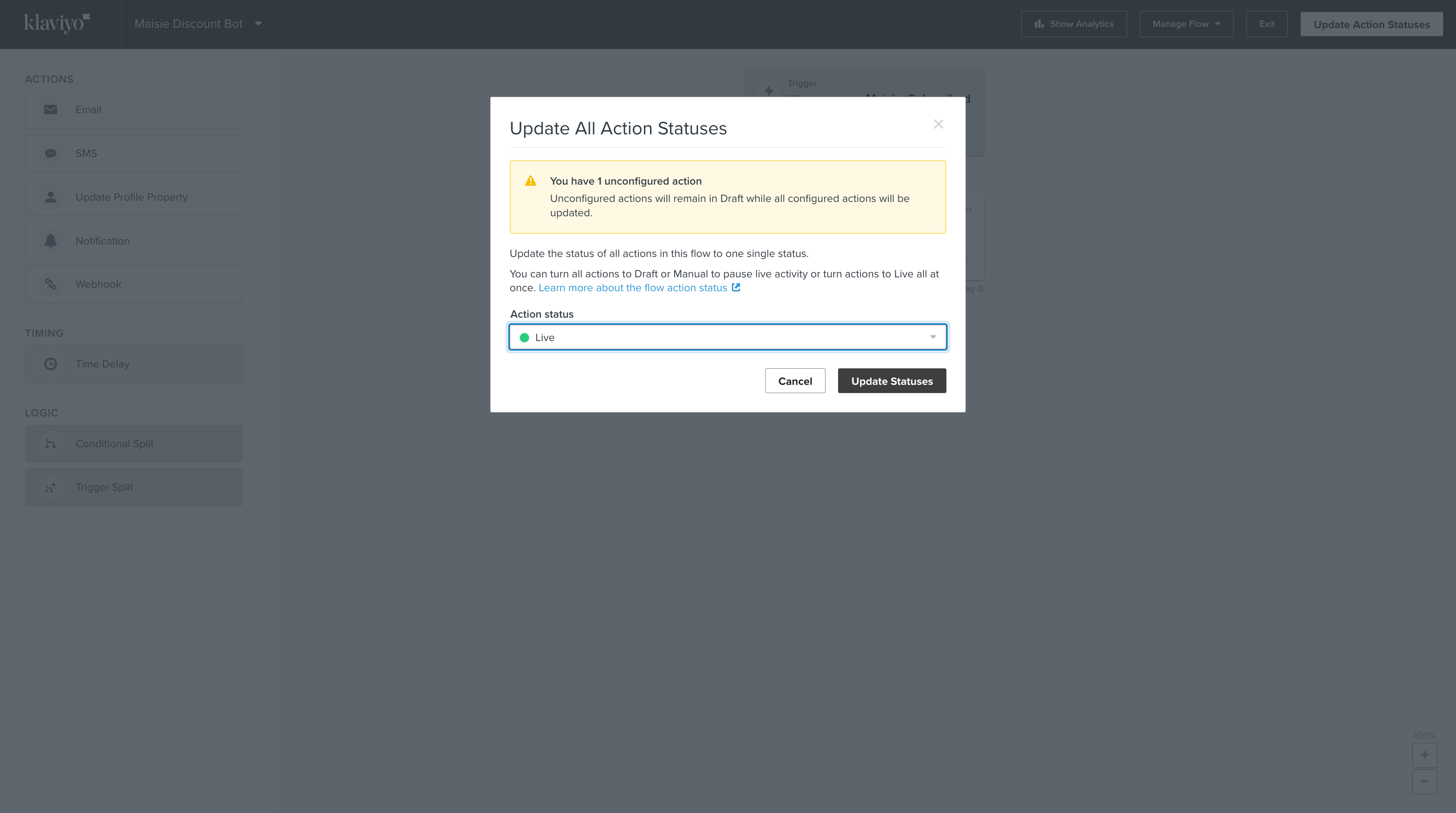 Create a Klaviyo Flow with Discount Coupon ChatBot Maisie AI