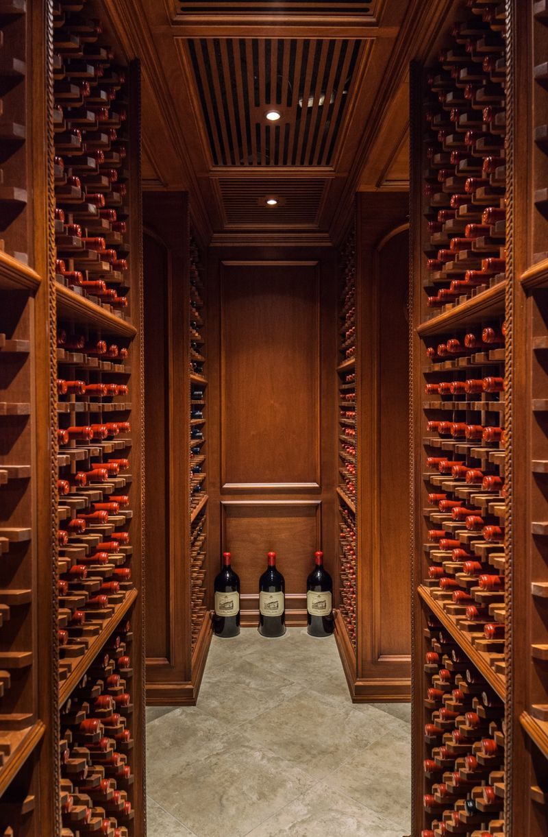 Light mahogany wine cellar Franklin Lakes, NJ WL Kitchen & Home