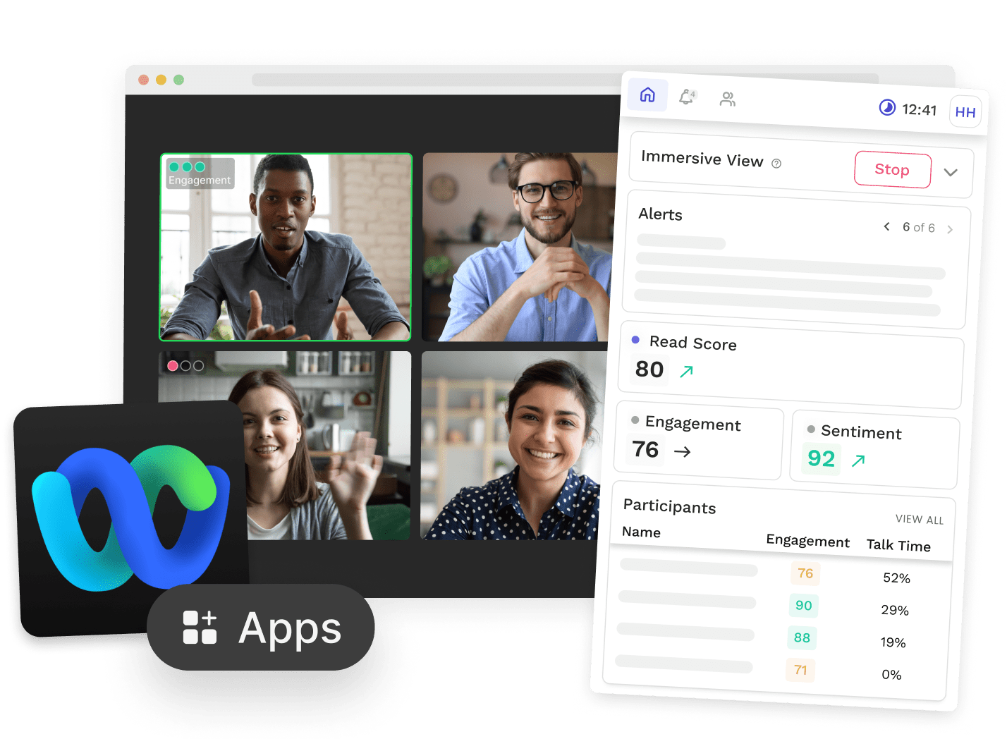 Webex App for Meeting Navigation, Talk Time, Timer, Analytics Read