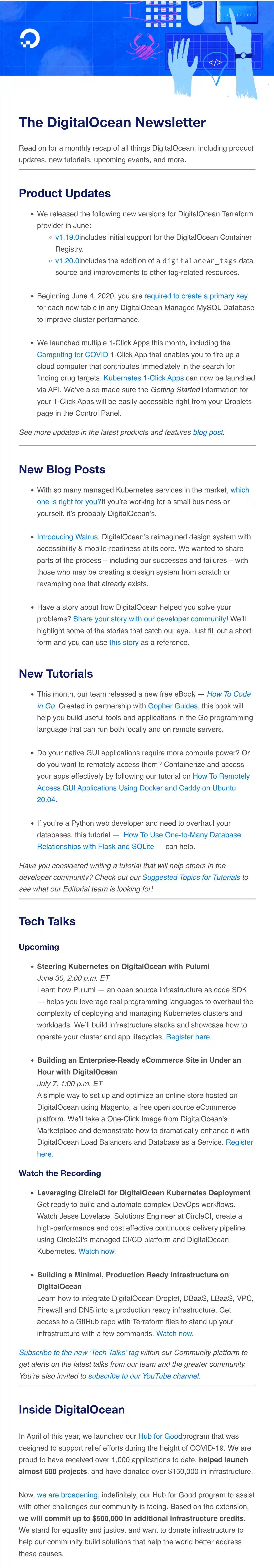 Digital Ocean email newsletter example Emailspiration