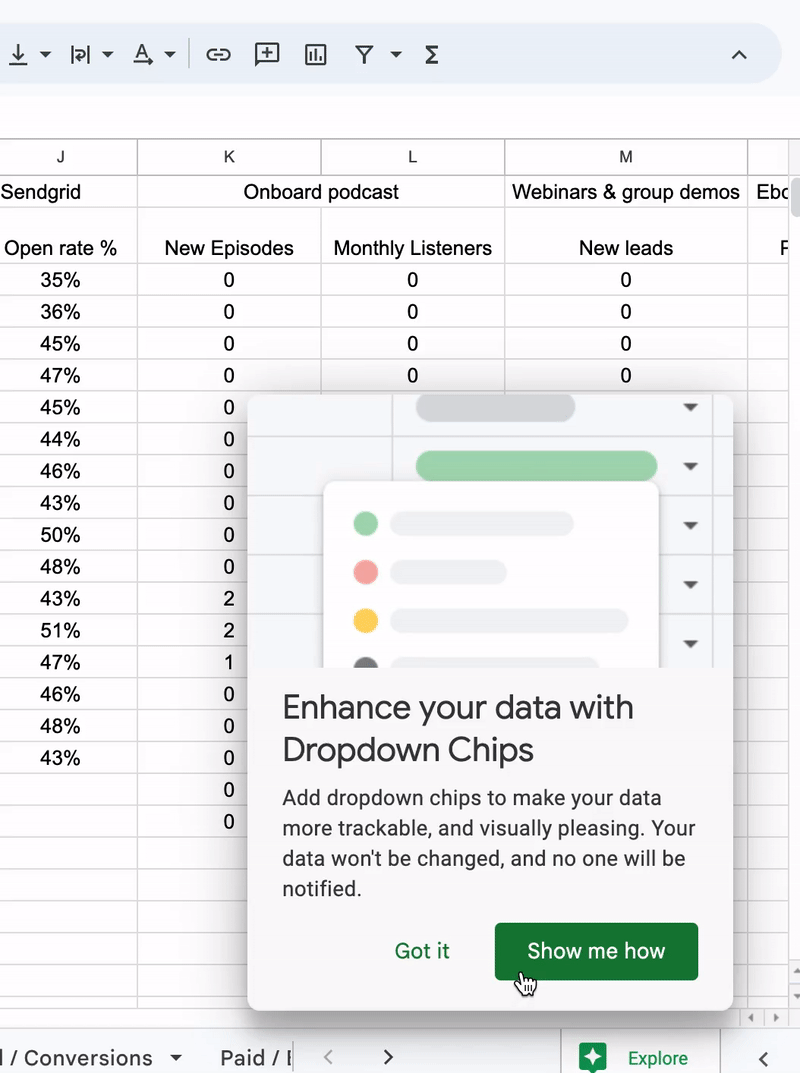 Google Sheets introduces new feature handson UserOnboarding.Academy