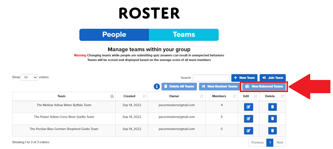 Teams & Rosters Why should you play Water Cooler with balanced teams?
