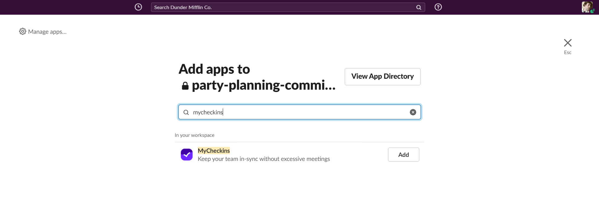 How to Add MyCheckins to a Private Slack Channel