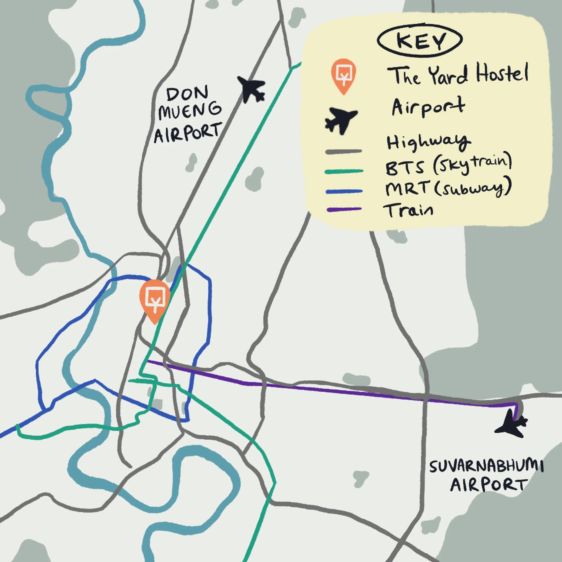 Directions to The Yard Hostel Bangkok