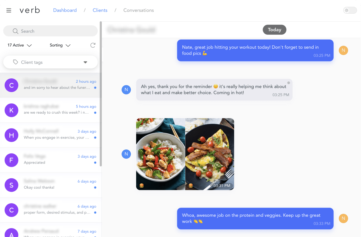 Verb A SMS and client management platform for fitness