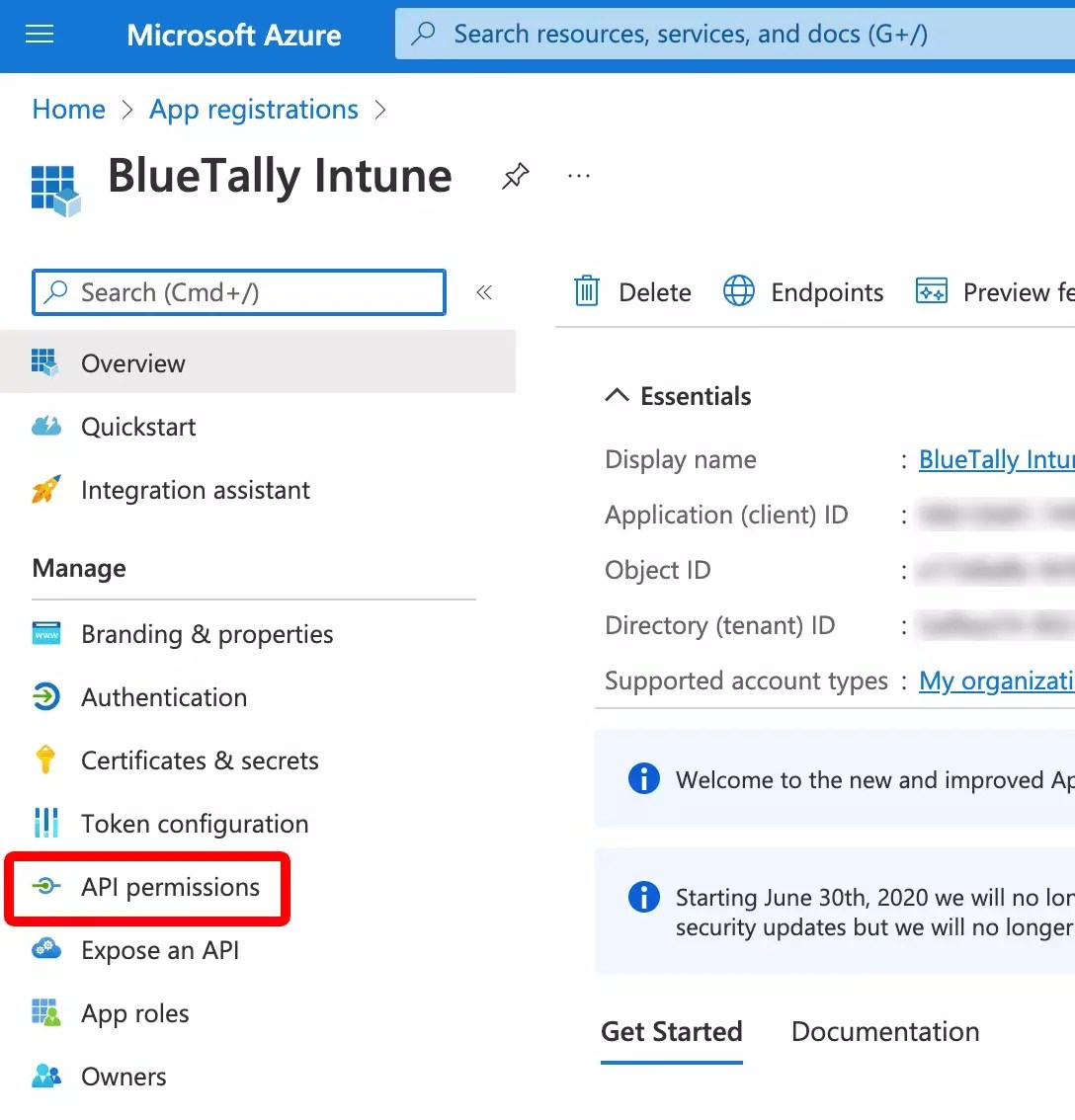 How to setup the Intune Asset Management Integration BlueTally