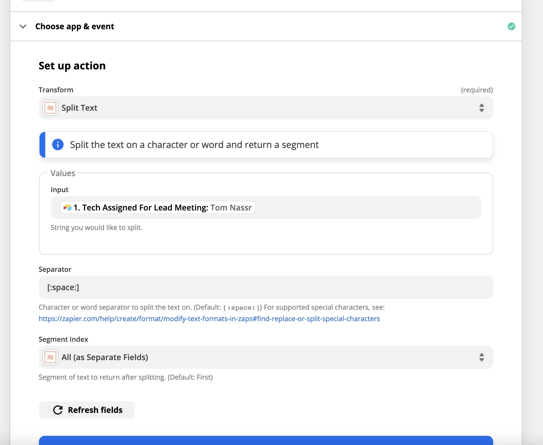 How to split a full name field into separate first and last name fields