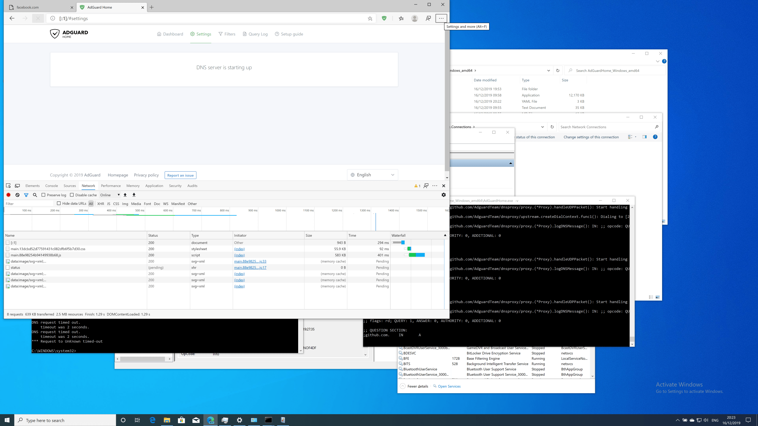 DNS request timed out when Browsing security or Parental control