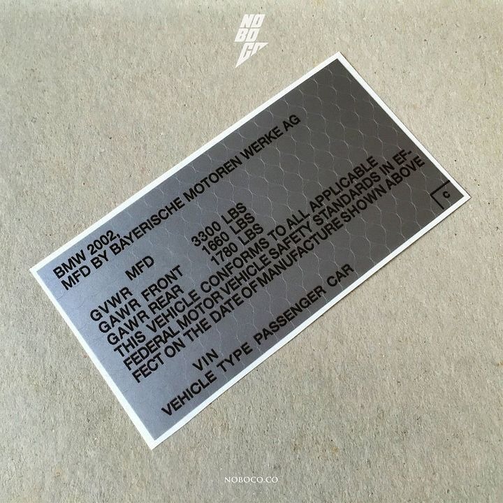 VIN sticker ﻿ BMW 2002 and other '02