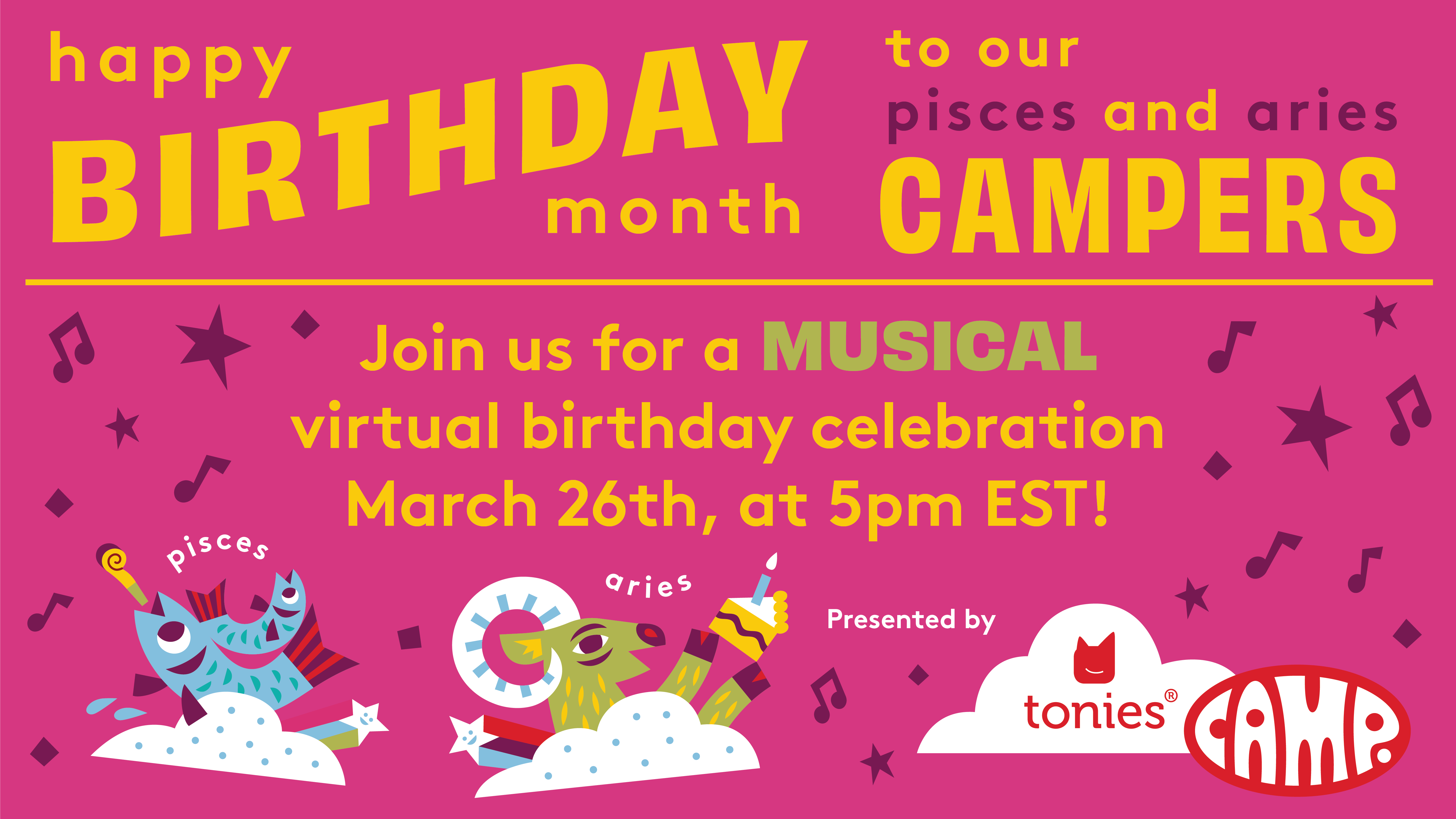 March Virtual Birthday Bash! Presented by tonies CAMP