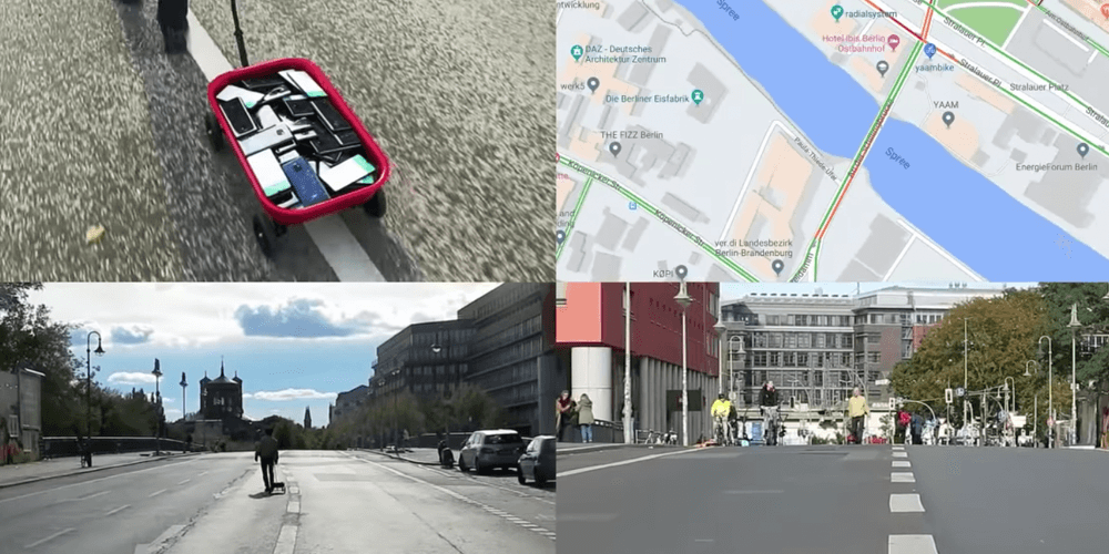 Google Map With Traffic Jam Artist Uses Wagon Full of Phones to Create Google Maps Traffic jam
