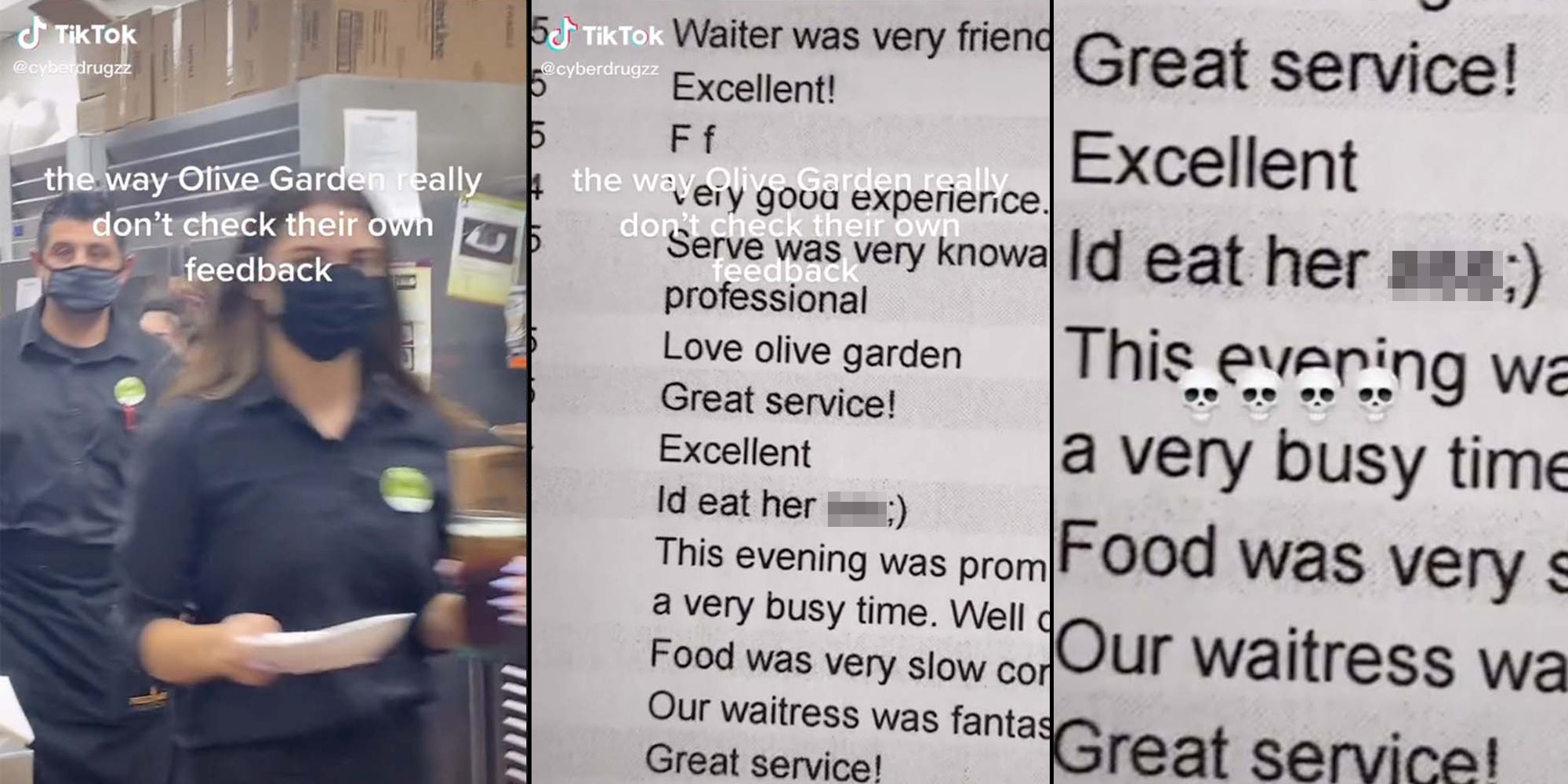 TikTok Shows Olive Garden Customer's Inappropriate Feedback
