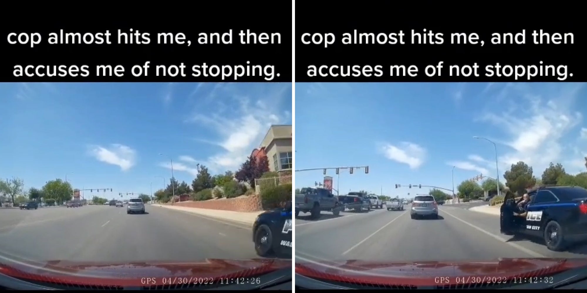 Police Officer Accuses Driver of Not Stopping After Almost Hitting Their Car