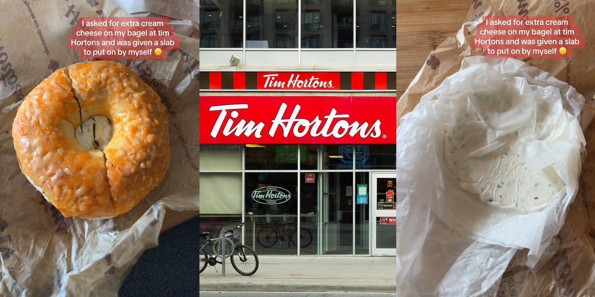 Tim Hortons Customer Gets 'Slab' of Cream Cheese for Bagel