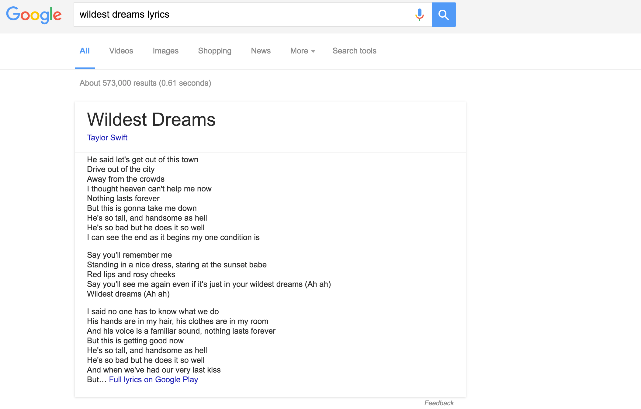 Google just added song lyrics to its search tool