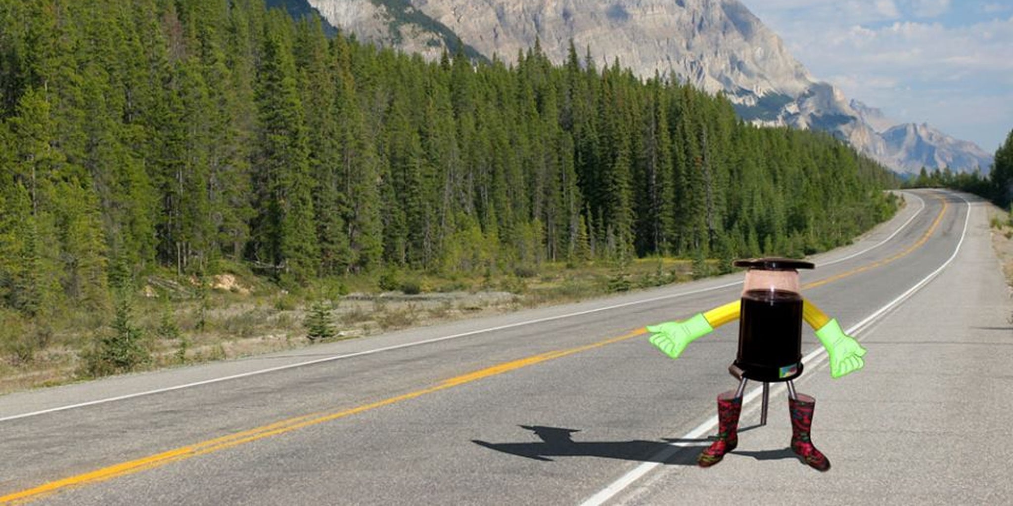 This adorable robot hitchhiker probably won't murder you