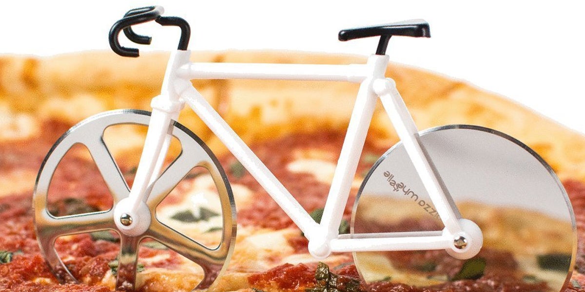 Using this bicycle pizza cutter totally counts as exercise