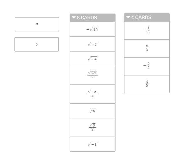 Imaginary Numbers Intro Card Sort • Activity Builder By Desmos