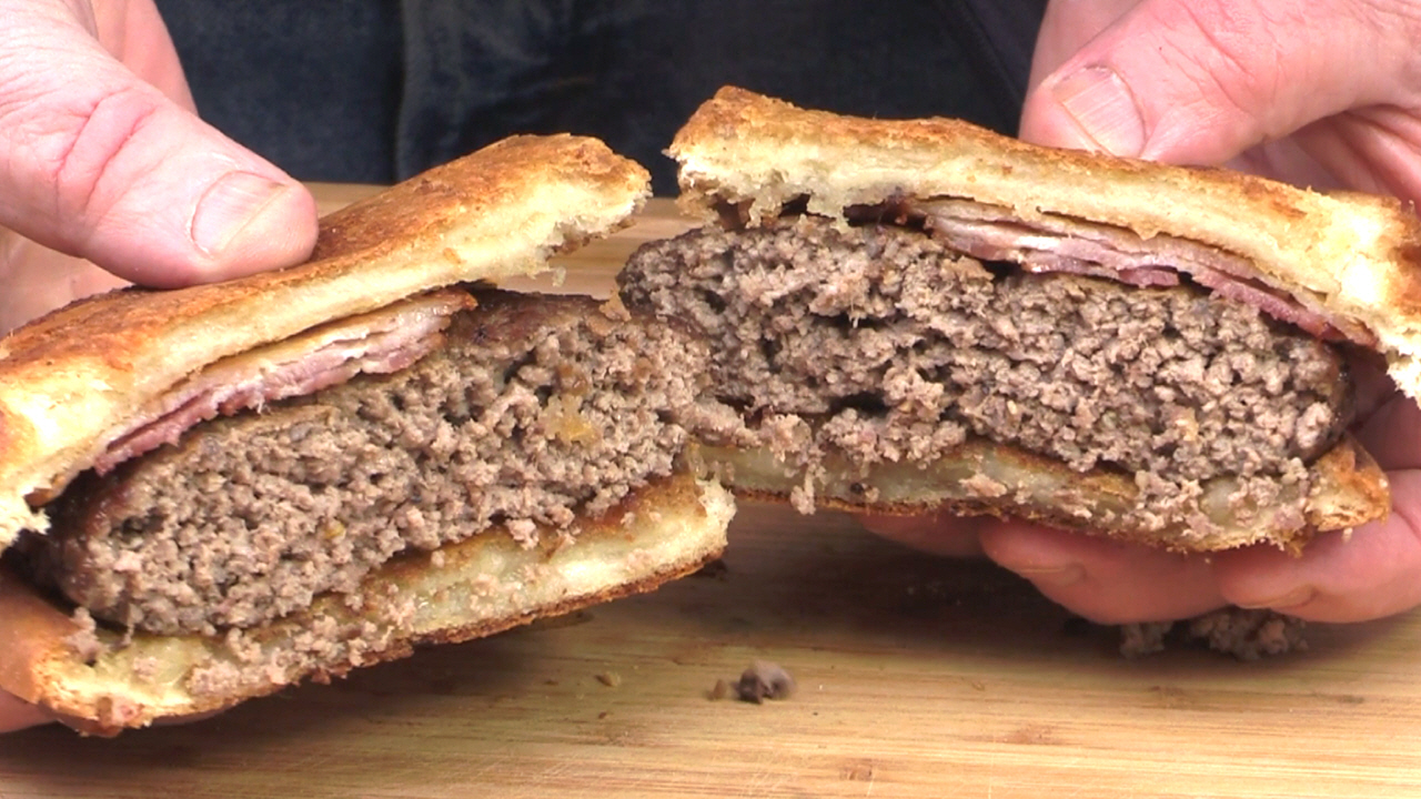 Double Grilled Cheese Bacon Burger Recipe BBQ Pit Boys