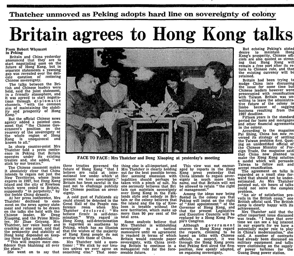 Hong Kong handover timeline