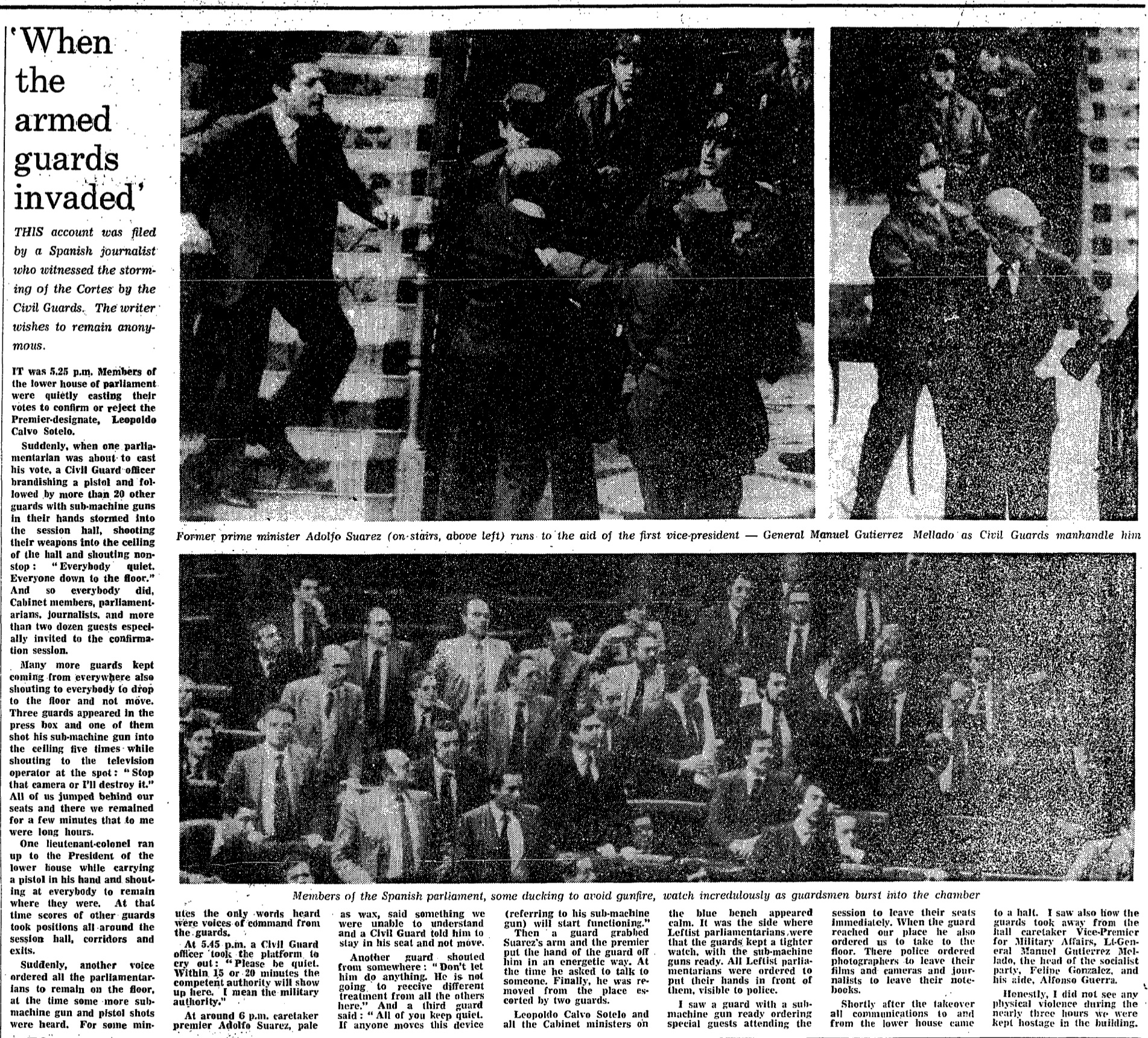 Civil guards seize Spain's parliament in attempted coup archive, 1981