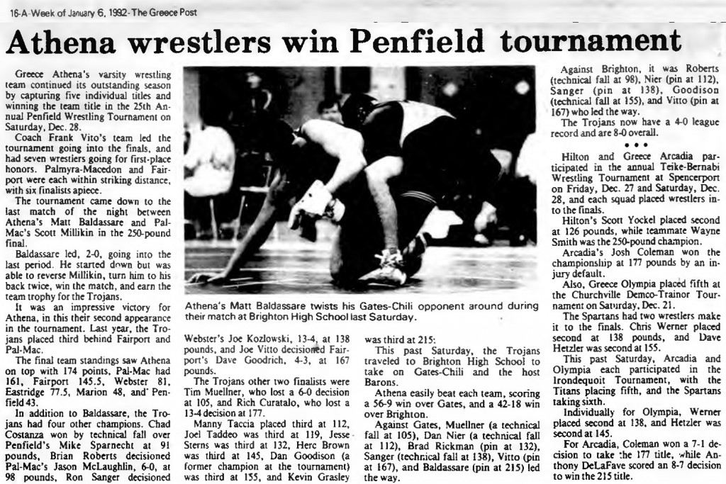25th Annual Penfield Holiday Wrestling Tournament