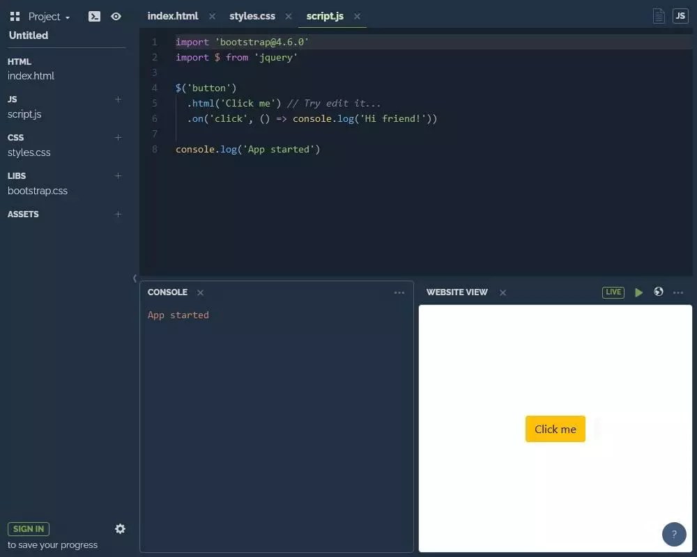 Online html css js editor courses