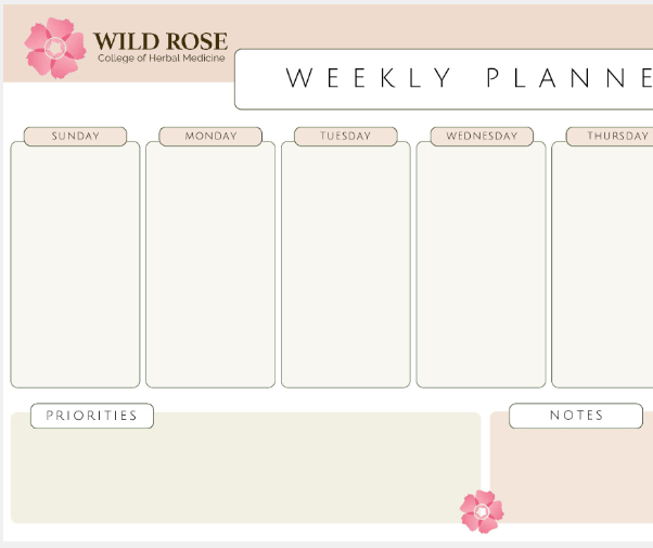 Wild Rose Weekly Planner v2 Wild Rose College of Herbal Medicine