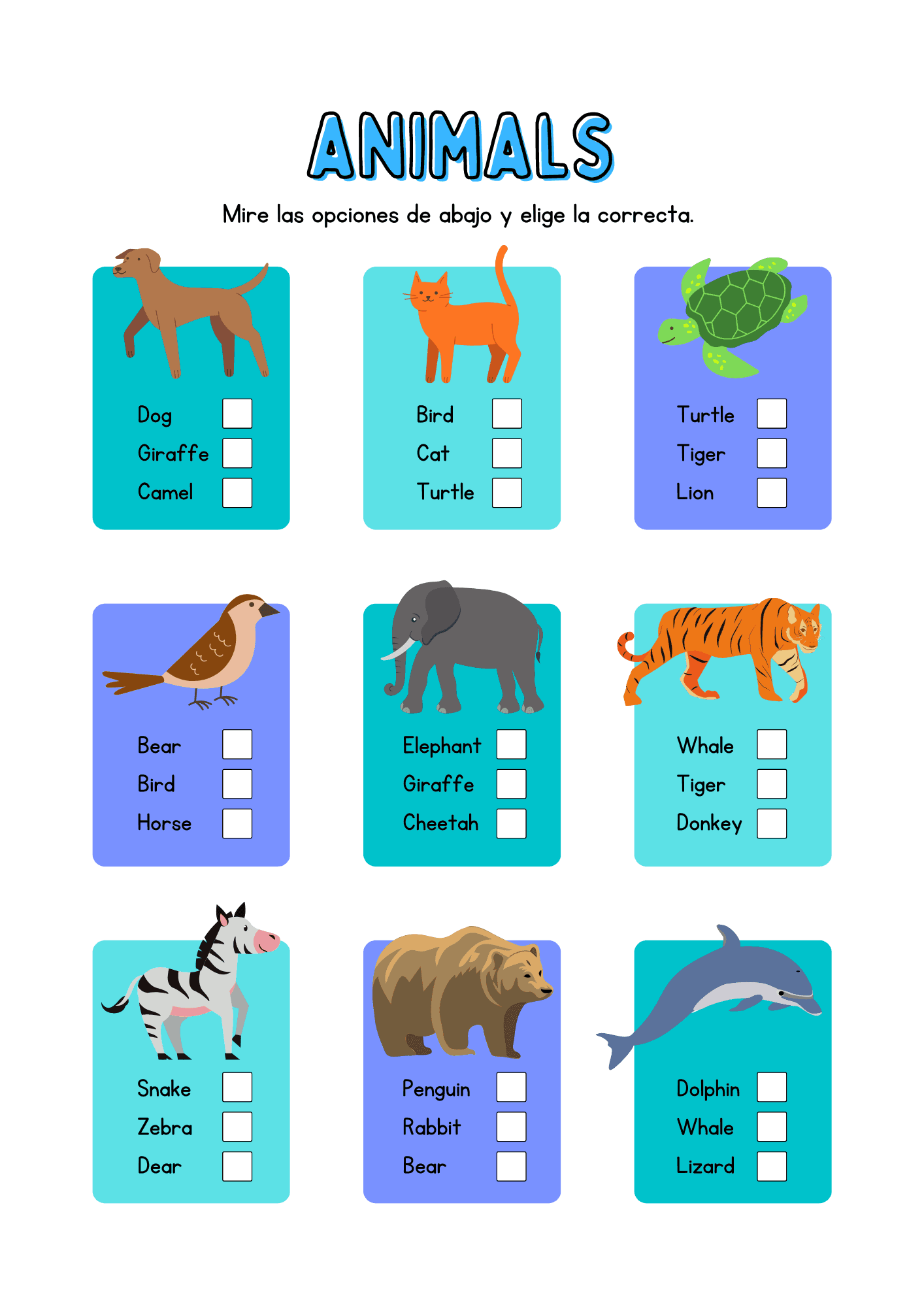 Animales en inglés UP Master