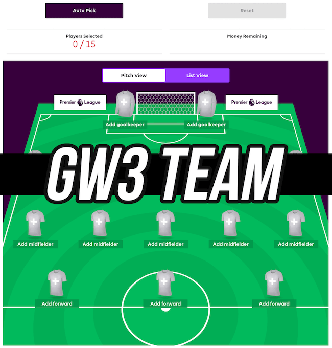 FPL GW3 Team Teaser Upper 90 Studios Fantasy Premier League Tips