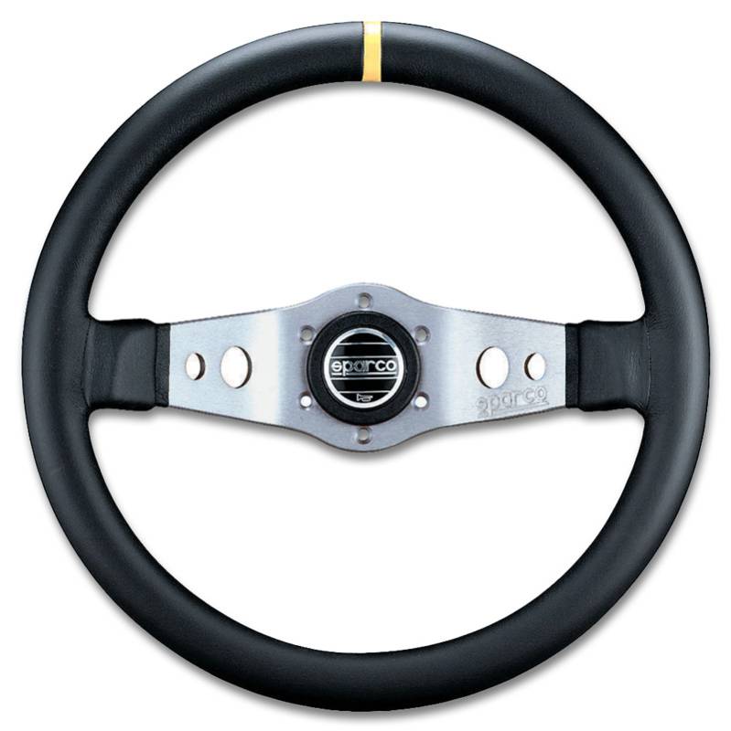 Sparco L 555 Steering Wheel Silver Center/Black Leather