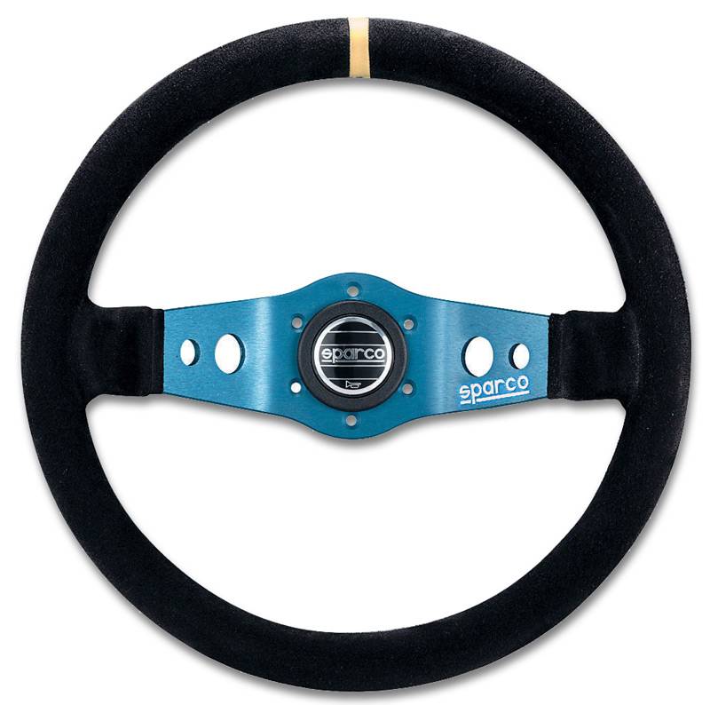 Sparco L 555 Steering Wheel Blue Center/Black Suede Racing Supply
