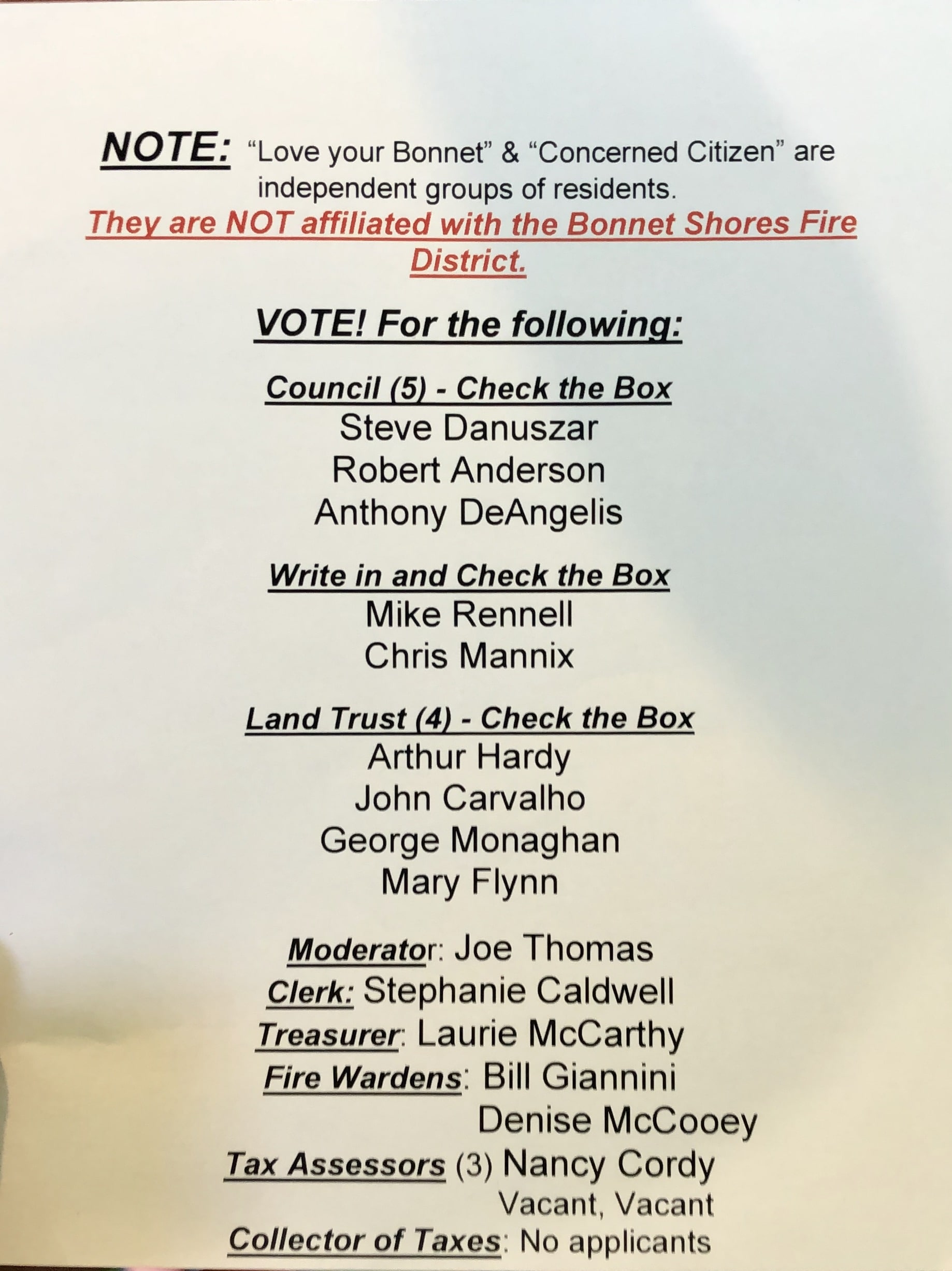 Shores Fire District election night Tradition, Swamp Yankees