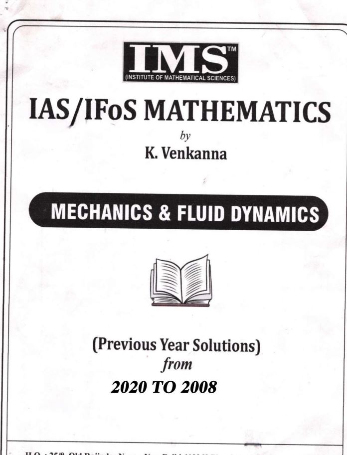 IMS Maths Optional MECHANICS & FLUID DYNAMICS Previous Year Paper with