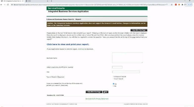 Business Registrations Ontario, OR ONTARIO, OR