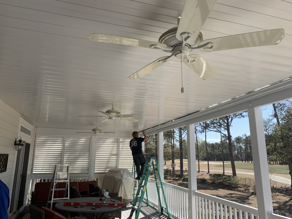 Ceiling Fans Installed UpSide Deck Ceiling
