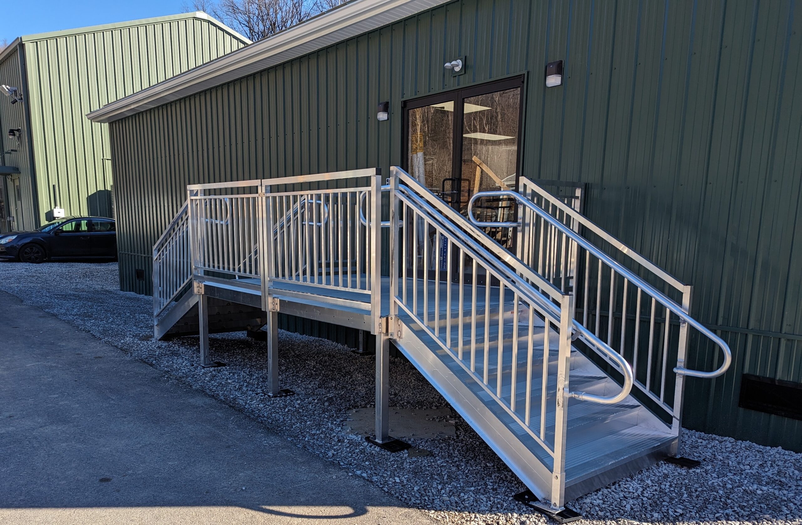 ADA Stairs for Modular Office Building in Elkview, WV Upside Installation