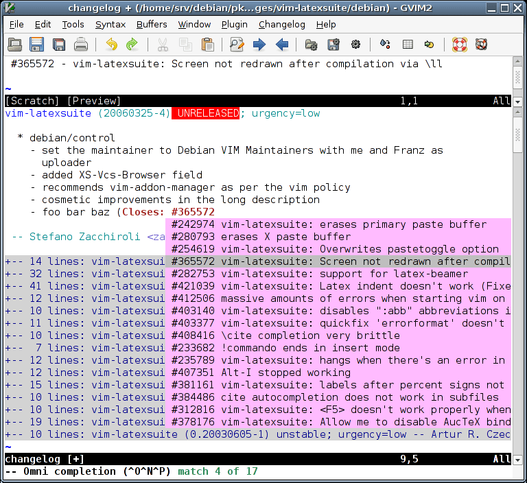 vim changelog Closes completion