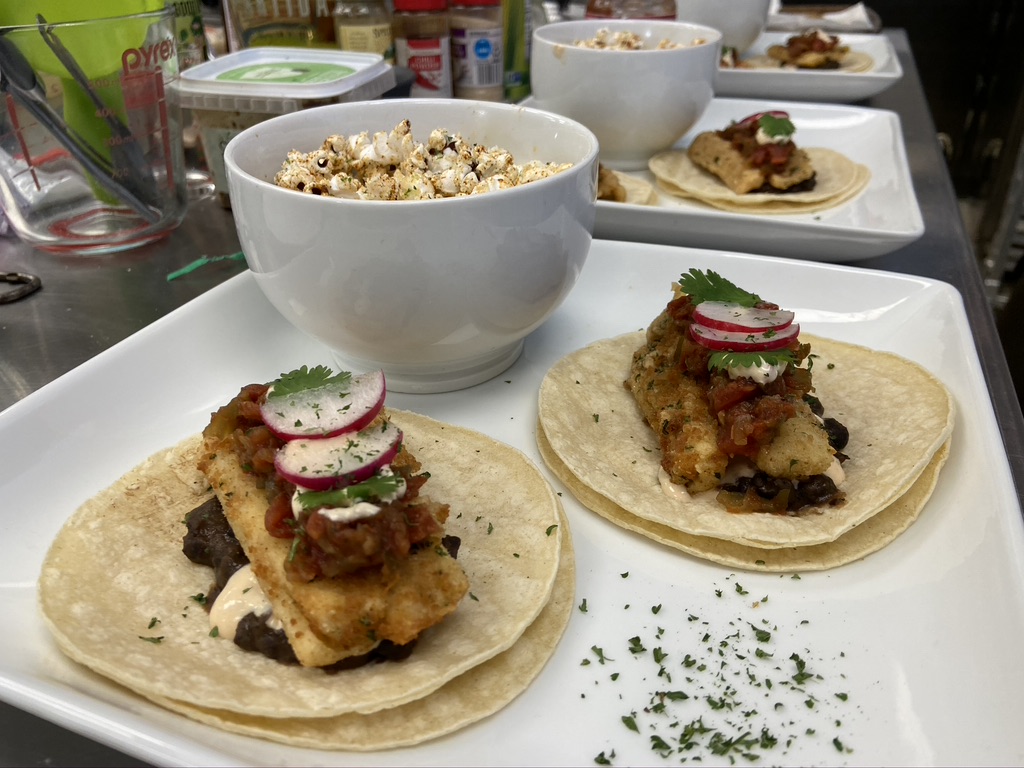 Crispy Hearts of Palm Tacos with Mexican Street Popcorn Upstart Food Brands