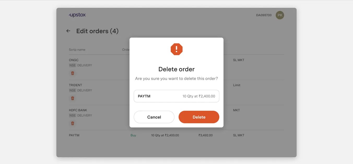 Place Order Upstox Developer API