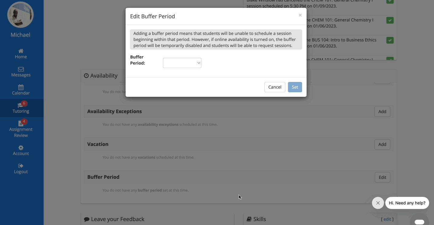 Tutors Setting a Buffer Period Upswing