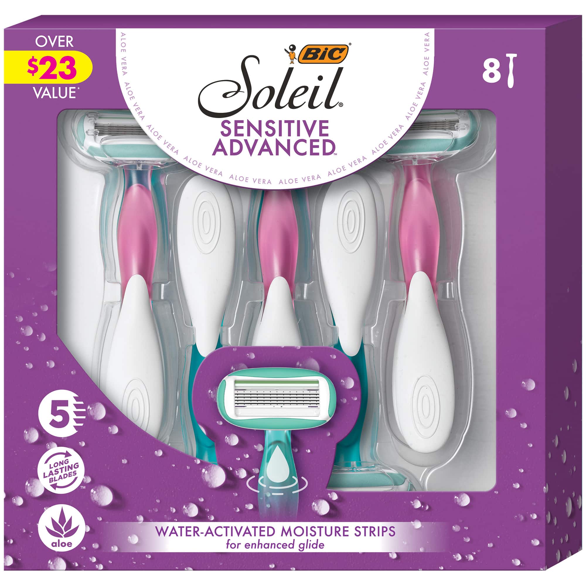 5 Blade Razors Set Holiday Gift Set 8Count BIC Soleil Sensitive Womens