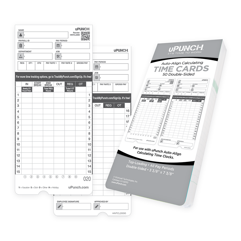 uPunch Time Cards for Grey Calculating AutoAlign Time Clocks [HN2000