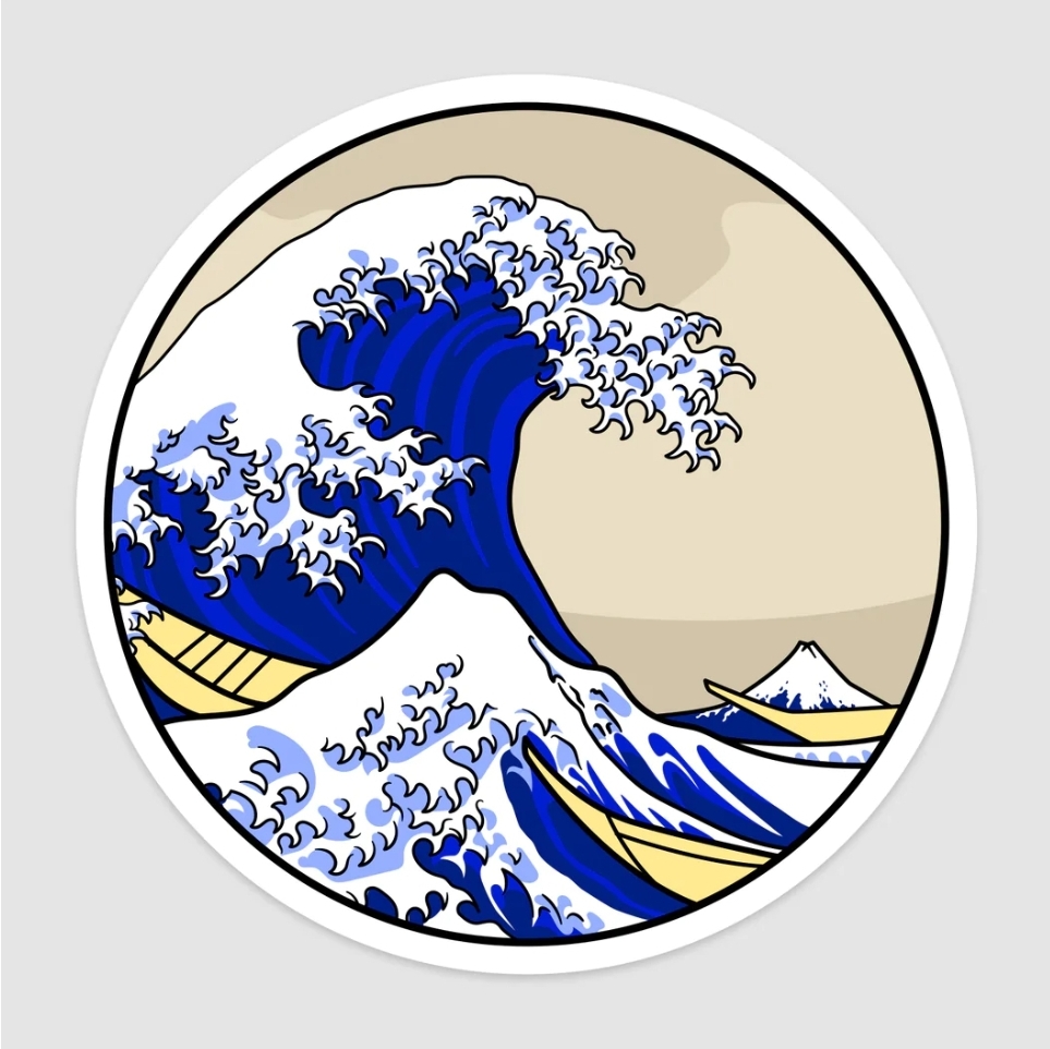 Stickers Hokusai Great Wave Upwards Art Studio